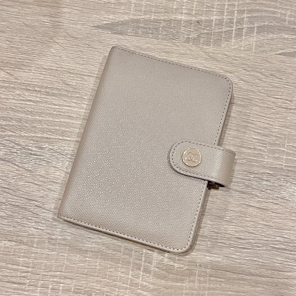 Chanel Enamel Logo PM Agenda Grey Cover Planner Notebook Cover - Pre-owned